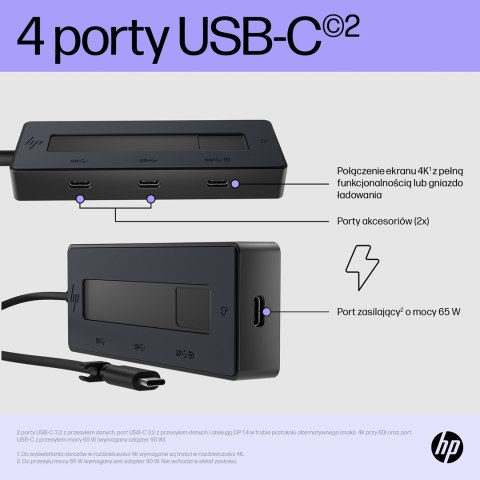 Stacja dokująca HP 4K USB-C Multiport Hub czarna 6G842AA Stacja dokująca HP 4K USB-C Multiport Hub czarna 6G842AA