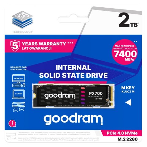 SSD GOODRAM PX700 M.2 PCIe 4x4 2TB RETAIL SSD GOODRAM PX700 M.2 PCIe 4x4 2TB RETAIL