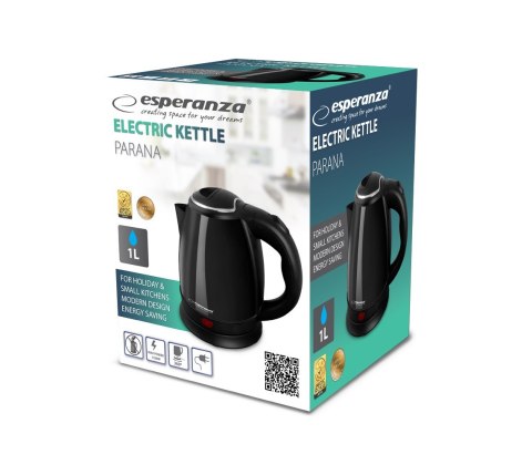ESPERANZA CZAJNIK ELEKTRYCZNY PARANA 1.0 L CZARNY EKK128K (WYPRZEDAŻ) ESPERANZA CZAJNIK ELEKTRYCZNY PARANA 1.0 L CZARNY EKK128K (WYPRZEDAŻ)