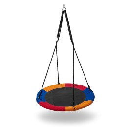 Huśtawka Bocianie gniazdo NILS CAMP NB5003 niebiesko-czerwono-pomarańczowe średnica 90 cm