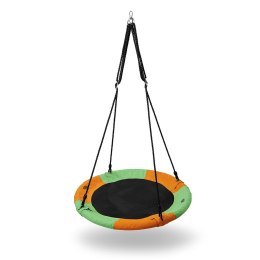 Huśtawka Bocianie gniazdo NILS CAMP NB5003 pomarańczowo-zielone średnica 90 cm
