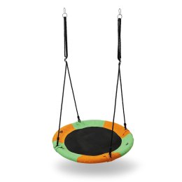 Huśtawka Bocianie gniazdo NILS CAMP NB5003 pomarańczowo-zielone średnica 90 cm