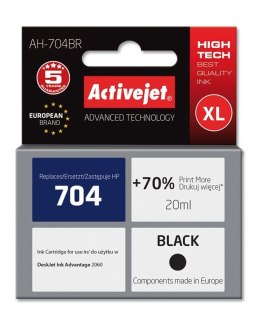 Activejet AH-704BR Tusz (zamiennik HP 704 CN692AE; Premium; 20 ml; czarny) (WYPRZEDAŻ)