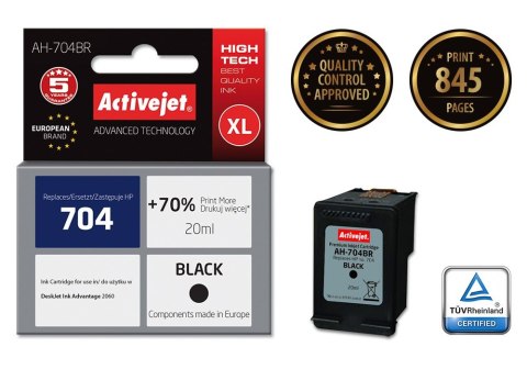 Activejet AH-704BR Tusz (zamiennik HP 704 CN692AE; Premium; 20 ml; czarny) (WYPRZEDAŻ) Activejet AH-704BR Tusz (zamiennik HP 704 CN692AE; Premium; 20 ml; czarny) (WYPRZEDAŻ)
