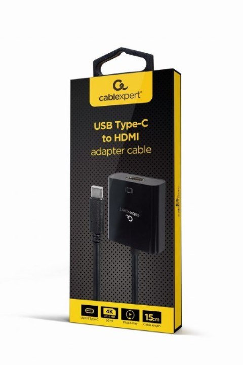 GEMBIRD ADAPTER NA KABLU USB TYP-C DO HDMI 4K 30HZ, 15CM, CZARNY GEMBIRD ADAPTER NA KABLU USB TYP-C DO HDMI 4K 30HZ, 15CM, CZARNY