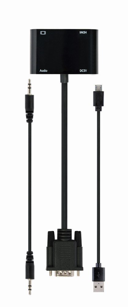 GEMBIRD KONWERTER SYGNAŁU VGA DO HDMI + VGA 0,15M, CZARNY GEMBIRD KONWERTER SYGNAŁU VGA DO HDMI + VGA 0,15M, CZARNY