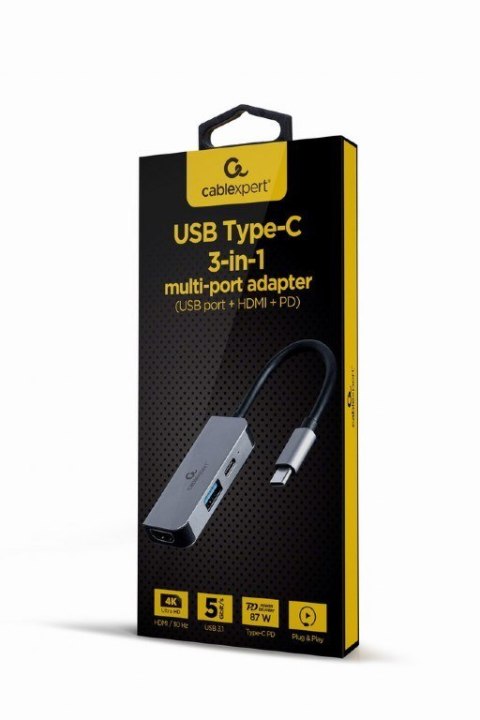 GEMBIRD MULTI ADAPTER USB TYP-C 3W1 (HUB USB + HDMI + PD) GEMBIRD MULTI ADAPTER USB TYP-C 3W1 (HUB USB + HDMI + PD)