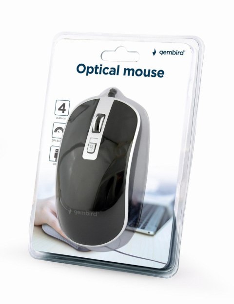 GEMBIRD MYSZ MUS-4B-06-BS OPTYCZNA 1200DPI USB CZARNO-SREBRNA GEMBIRD MYSZ MUS-4B-06-BS OPTYCZNA 1200DPI USB CZARNO-SREBRNA