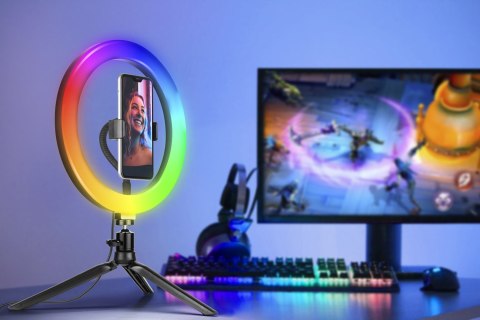 TRACER LAMPA PIERŚCIENIOWA RING RGB 26CM MINI STATYW TRACER LAMPA PIERŚCIENIOWA RING RGB 26CM MINI STATYW