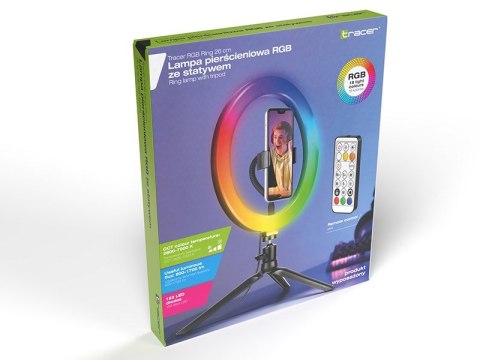 TRACER LAMPA PIERŚCIENIOWA RING RGB 26CM MINI STATYW TRACER LAMPA PIERŚCIENIOWA RING RGB 26CM MINI STATYW