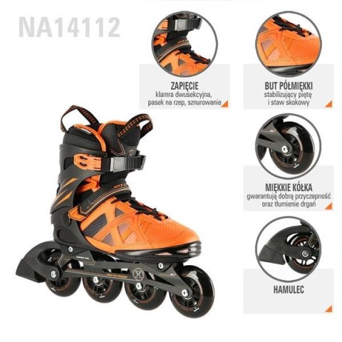 Łyżworolki NILS Extreme NA14112 czarno-pomarańczowe rozm. 42 Łyżworolki NILS Extreme NA14112 czarno-pomarańczowe rozm. 42