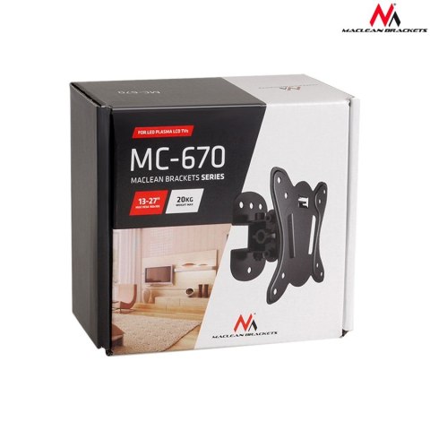 Uchwyt ścienny do telewizora Maclean MC-670 (ścienne, Uchylny - 27"; max. 20kg) Uchwyt ścienny do telewizora Maclean MC-670 (ścienne, Uchylny - 27"; max. 20kg)