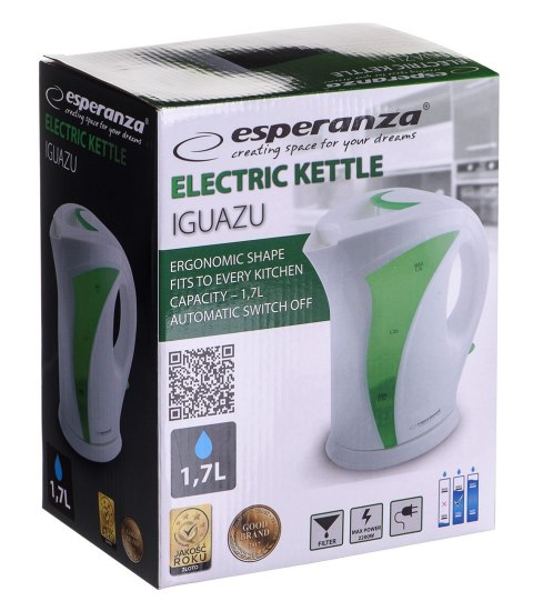 Czajnik elektryczny Esperanza Iguazu EKK018G (2200W 1.7l; kolor zielony) Czajnik elektryczny Esperanza Iguazu EKK018G (2200W 1.7l; kolor zielony)