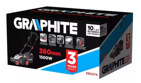 Kosiarka Elektryczna 1500W Graphite szerokość koszenia 360mm Kosiarka Elektryczna 1500W Graphite szerokość koszenia 360mm