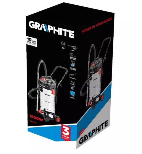Odkurzacz warsztatowy 1500W Graphite zbiornik 40L Odkurzacz warsztatowy 1500W Graphite zbiornik 40L