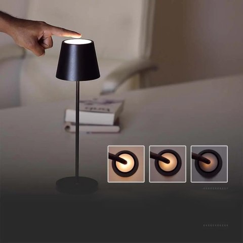 Lampka Biurkowa Nocna V-TAC 2W LED Ładowanie Ściemnianie IP54 Czarna VT-7522 3000K 200lm Lampka Biurkowa Nocna V-TAC 2W LED Ładowanie Ściemnianie IP54 Czarna VT-7522 3000K 200lm