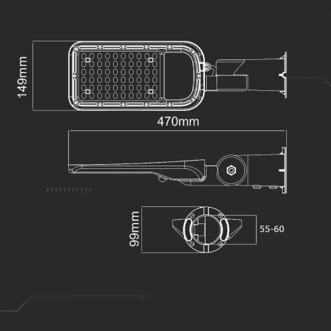 Oprawa Uliczna LED V-TAC SAMSUNG CHIP z regulacją 70W 120Lm/W VT-79ST 6500K 7500lm 5 Lat Gwarancji Oprawa Uliczna LED V-TAC SAMSUNG CHIP z regulacją 70W 120Lm/W VT-79ST 6500K 7500lm 5 Lat Gwarancji
