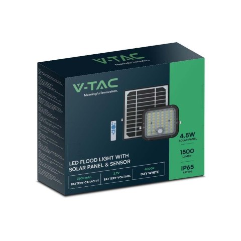 Projektor LED Solarny V-TAC 10W IP65, Pilot Timer, LiFePo 3.7V 6000mA Czarny VT-411 4000K 1500lm Projektor LED Solarny V-TAC 10W IP65, Pilot Timer, LiFePo 3.7V 6000mA Czarny VT-411 4000K 1500lm