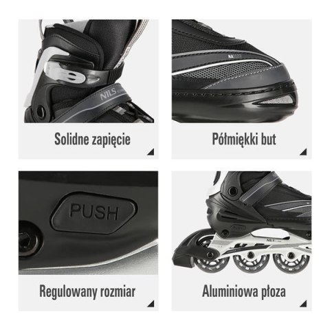 Łyżworolki NILS Extreme NA1123A czarno-szare rozm. M (35-38) Łyżworolki NILS Extreme NA1123A czarno-szare rozm. M (35-38)
