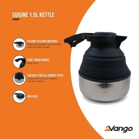 Czajnik składany Vango Cuisine 1.5L Kettle szary Czajnik składany Vango Cuisine 1.5L Kettle szary