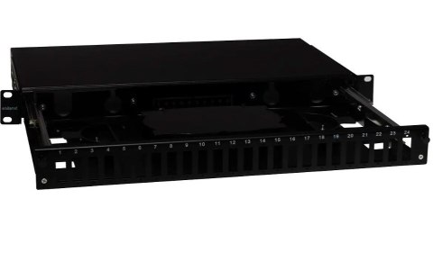 EmiterNet Przełącznica wysuwana 19" 1U 24xSC duplex teleskopowa, czarna EmiterNet Przełącznica wysuwana 19" 1U 24xSC duplex teleskopowa, czarna