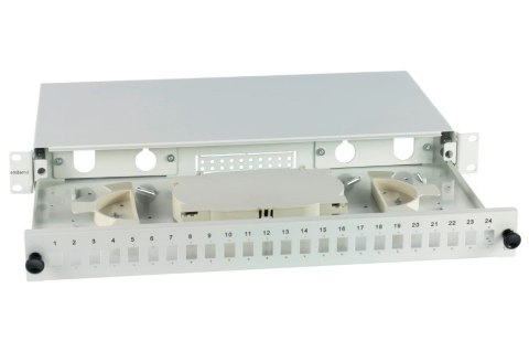 EmiterNet Przełącznica wysuwana 19" 1U 24xSC simplex, szara EmiterNet Przełącznica wysuwana 19" 1U 24xSC simplex, szara