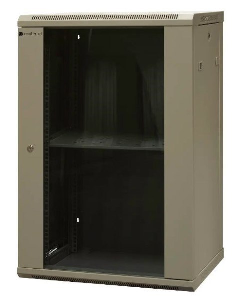 EmiterNet Szafa wisząca niedzielona 19'' 18U, niezmontowana, drzwi blacha/ szkło, 600x450x910mm szer./gł./wys.