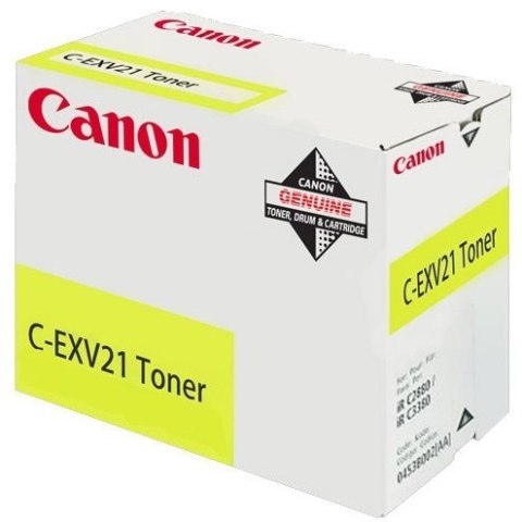 Canon Toner C-EXV21 (0455B002) Yellow, Wydajność 14000 stron. Canon Toner C-EXV21 (0455B002) Yellow, Wydajność 14000 stron.
