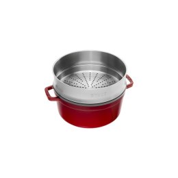 Garnek żeliwny okrągły z wkładem Staub - Czerwony, 5.25 ltr