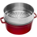 Garnek żeliwny okrągły z wkładem Staub - Czerwony, 5.25 ltr