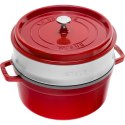 Garnek żeliwny okrągły z wkładem Staub - Czerwony, 5.25 ltr