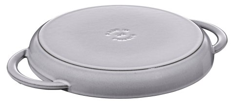 Okrągła patelnia żeliwna grillowa STAUB z dwoma uchwytami 40509-522-0 - grafitowa 26 cm Okrągła patelnia żeliwna grillowa STAUB z dwoma uchwytami 40509-522-0 - grafitowa 26 cm