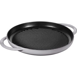 Okrągła patelnia żeliwna grillowa Staub z dwoma uchwytami - 30 cm, Grafitowy