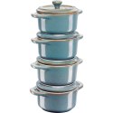 Staub Mini Cocotte Okrągły, 4 szt. - 200 ml, Antyczny turkusowy