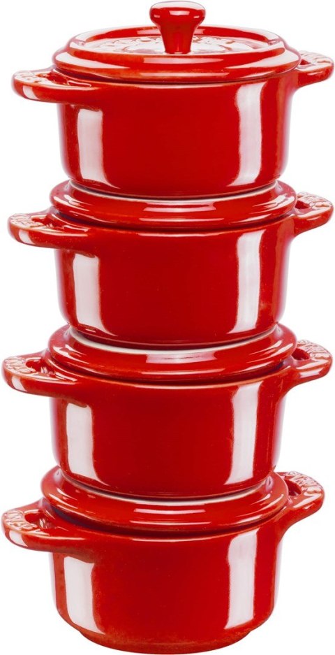 Staub Mini Cocotte Okrągły, 4 szt. - 200 ml, Czerwony Staub Mini Cocotte Okrągły, 4 szt. - 200 ml, Czerwony