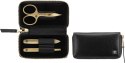 Zestaw do manicure Zwilling Twinox Gold Edition - czarne, skórzane etui, 3 elementy - Czarny