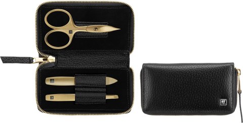 Zestaw do manicure Zwilling Twinox Gold Edition - czarne, skórzane etui, 3 elementy - Czarny Zestaw do manicure Zwilling Twinox Gold Edition - czarne, skórzane etui, 3 elementy - Czarny