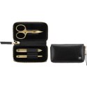 Zestaw do manicure Zwilling Twinox Gold Edition - czarne, skórzane etui, 3 elementy - Czarny