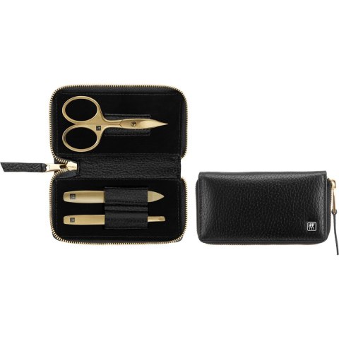 Zestaw do manicure Zwilling Twinox Gold Edition - czarne, skórzane etui, 3 elementy - Czarny Zestaw do manicure Zwilling Twinox Gold Edition - czarne, skórzane etui, 3 elementy - Czarny