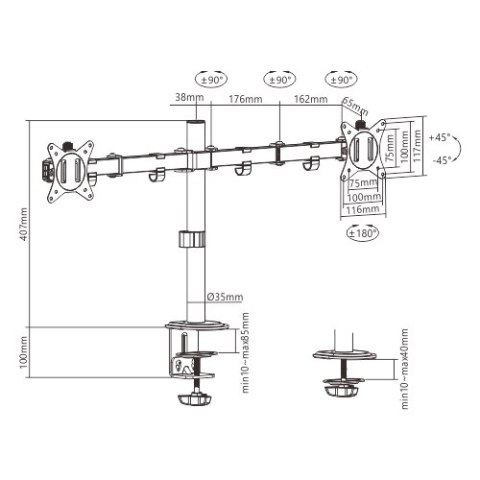 DISPLAY ACC MOUNTING ARM/17-32" MA-D2-01 GEMBIRD DISPLAY ACC MOUNTING ARM/17-32" MA-D2-01 GEMBIRD