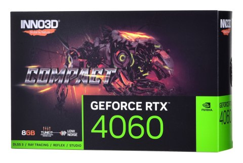 Karta graficzna INNO3D GeForce RTX 4060 COMPACT 8GB GDDR6 DLSS 3 Karta graficzna INNO3D GeForce RTX 4060 COMPACT 8GB GDDR6 DLSS 3