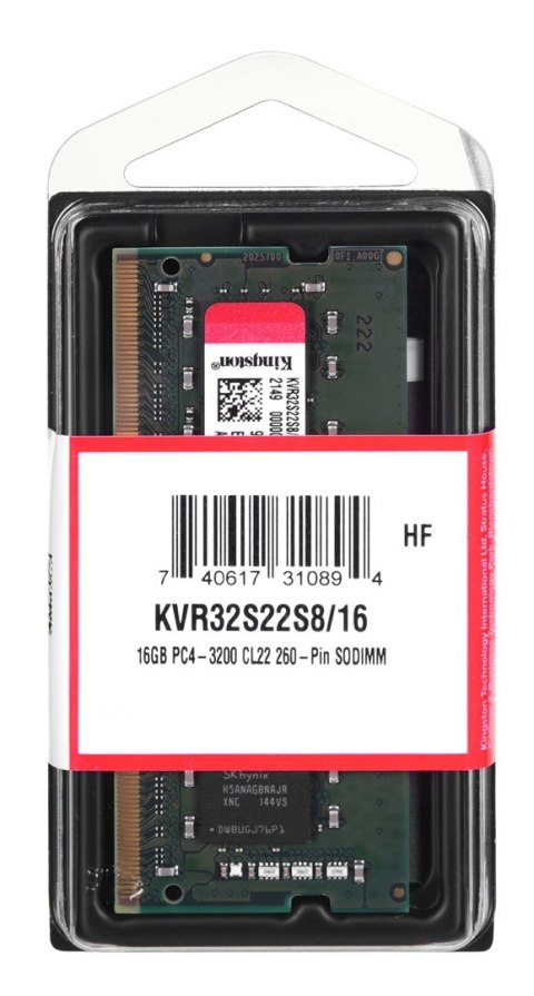 NB MEMORY 16GB PC25600 DDR4/SO KVR32S22S8/16 KINGSTON NB MEMORY 16GB PC25600 DDR4/SO KVR32S22S8/16 KINGSTON