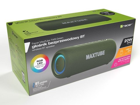 TRACER GŁOŚNIK MAXTUBE BLUETOOTH GREEN TRACER GŁOŚNIK MAXTUBE BLUETOOTH GREEN