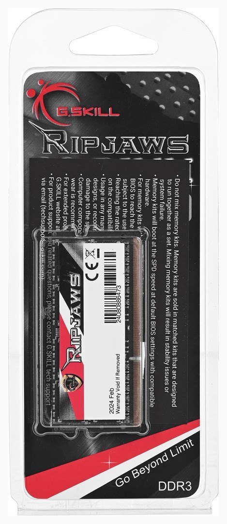 G.SKILL RIPJAWS SO-DIMM DDR3 8GB 1866MHZ CL11 1,35V F3-1866C11S-8GRSL G.SKILL RIPJAWS SO-DIMM DDR3 8GB 1866MHZ CL11 1,35V F3-1866C11S-8GRSL