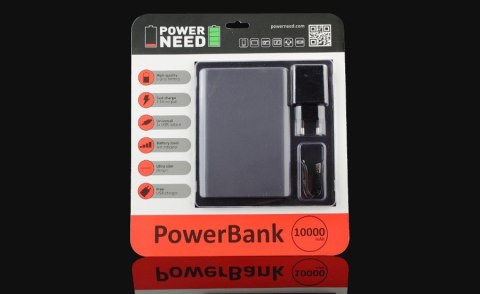 PowerNeed Powerbank (10000mAh) 2x USB grafitowy PowerNeed Powerbank (10000mAh) 2x USB grafitowy