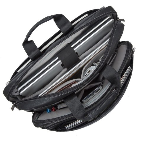 RIVACASE TORBA NA LAPTOP 16" ORLY, CZARNA, MATERIAŁ WODOODPORNY, KIESZENIE NA TABLET 10,1", SMARTFON, DOKUMENTY I AKCESORIA RIVACASE TORBA NA LAPTOP 16" ORLY, CZARNA, MATERIAŁ WODOODPORNY, KIESZENIE NA TABLET 10,1", SMARTFON, DOKUMENTY I AKCESORIA