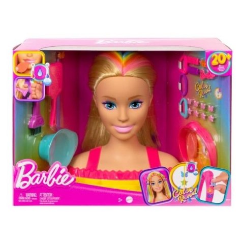 Barbie Głowa do stylizacji Neonowa tęcza blond włosy HMD78 MATTEL p1 Barbie Głowa do stylizacji Neonowa tęcza blond włosy HMD78 MATTEL p1