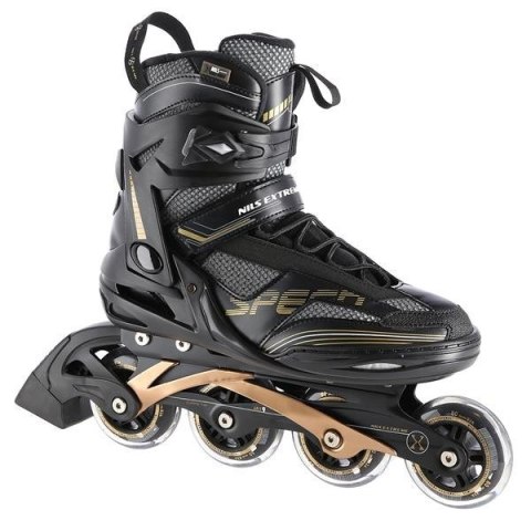 Łyżworolki NILS Extreme NA2150 czarno-złote rozm. 42 Łyżworolki NILS Extreme NA2150 czarno-złote rozm. 42