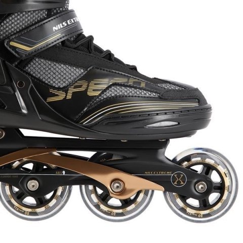 Łyżworolki NILS Extreme NA2150 czarno-złote rozm. 42 Łyżworolki NILS Extreme NA2150 czarno-złote rozm. 42