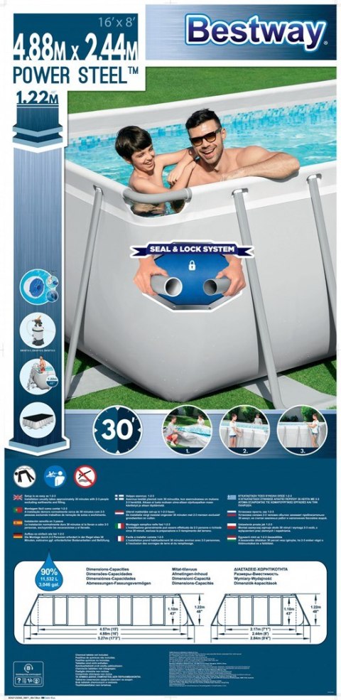 PROMO Basen stelażowy Steel Pro 488x244x122cm 56671 BESTWAY PROMO Basen stelażowy Steel Pro 488x244x122cm 56671 BESTWAY